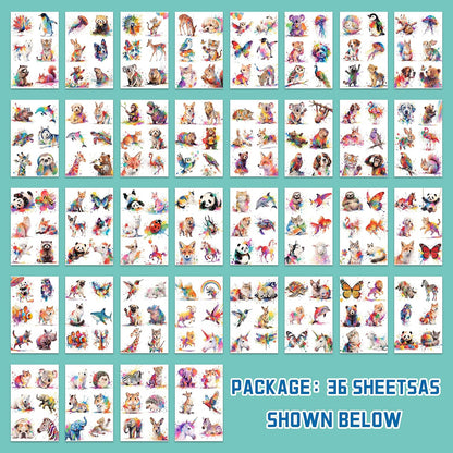 Tattoos for Kids, 350+ Mixed Styles (37 Sheets) Temporary Tattoos Stickers Set Gift for Girls and Boys, Space Dinosaur Animals Butterfly Tattoos for Kids Birthday Party Supplies