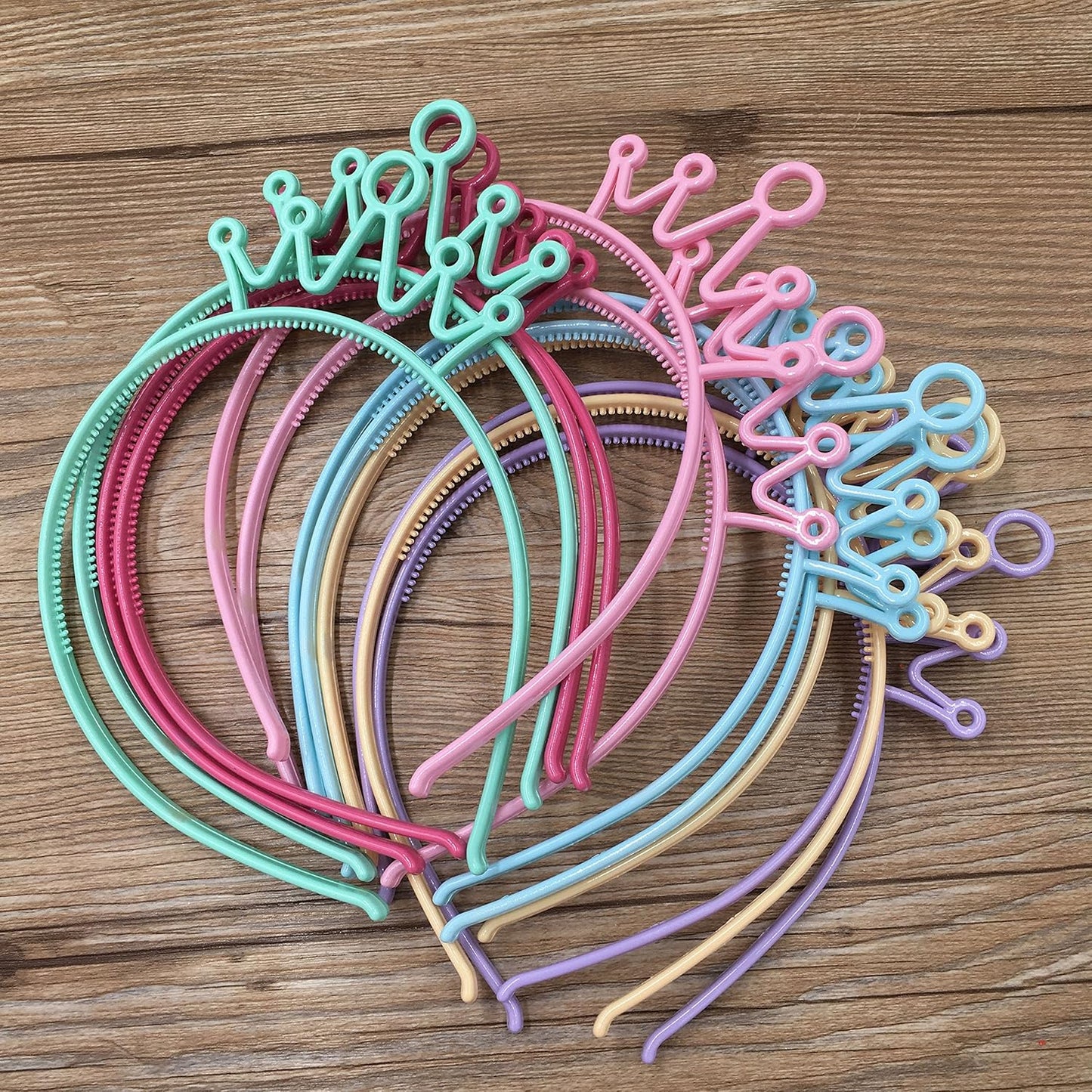 XIMA 12pcs Spring Colors ABS Plastic Material Crown Women Headbands Tiaras Head Band Princess Headear Hair Accessory (SP-Crown)