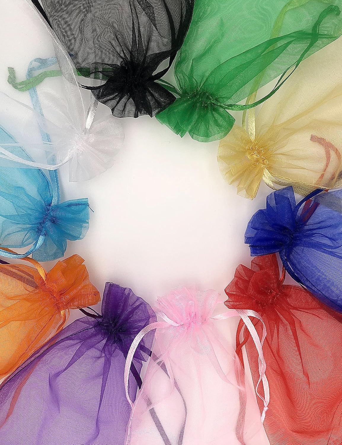 Jexila 120PCS Sheer Organza Bags 5X7 inches Mesh Drawstring Gift Bags Small for Jewelry Wedding Party Baby Shower Favor Bags (Rainbow )