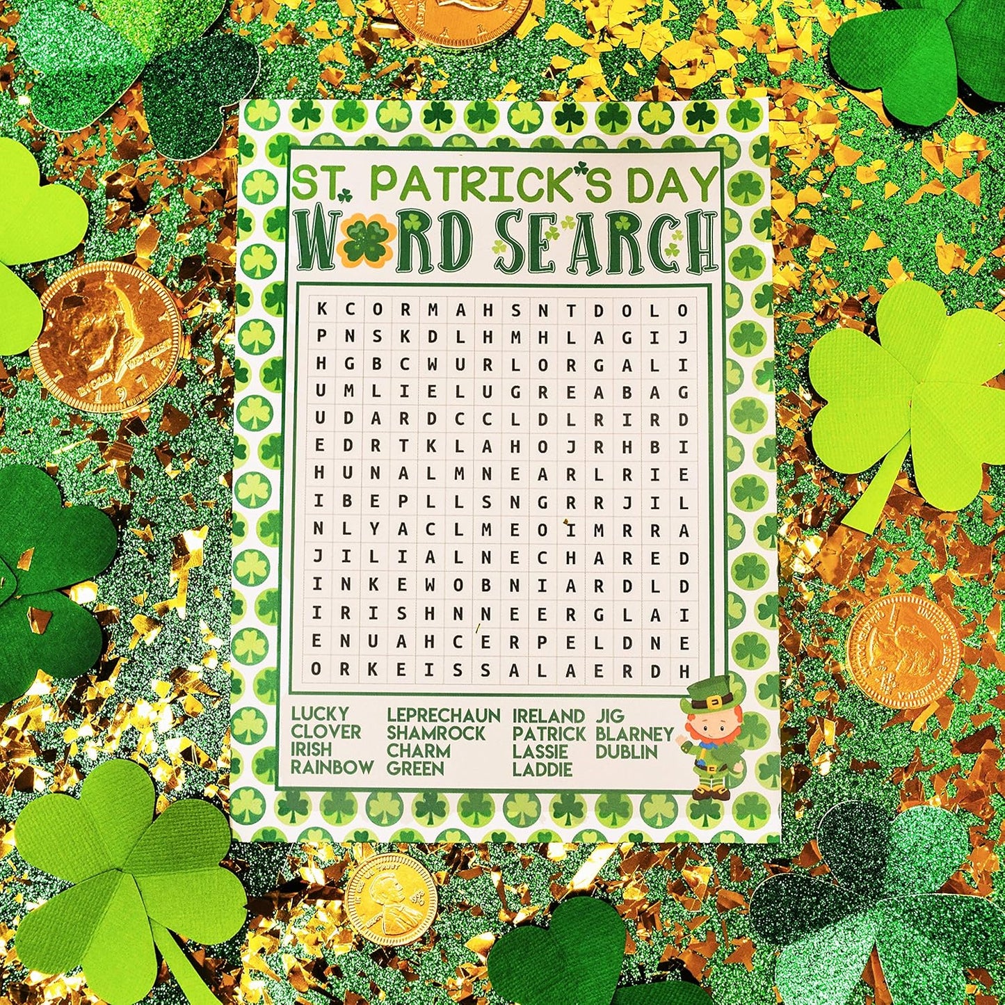 St. Patrick's Day Scavenger Hunt Word Scramble Holiday Fill In Game Cards, Ten 5" x 7" Fill In The Blank Cards by AmandaCreation