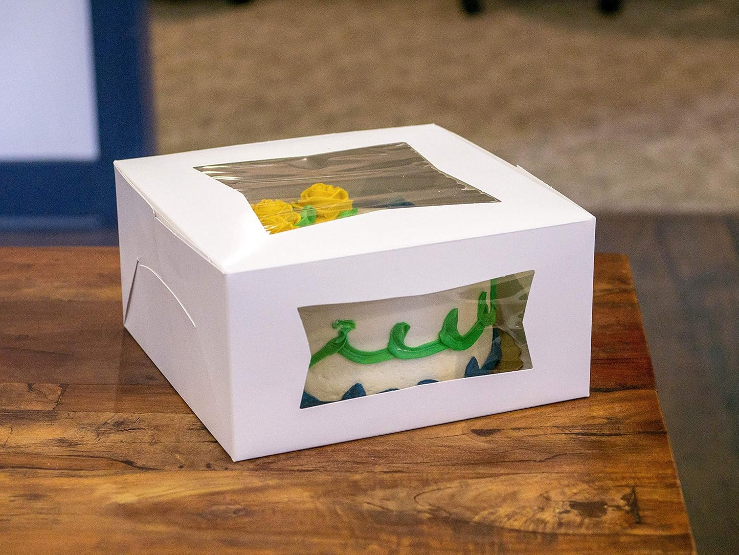 Southern Champion Tray 0989 Premium Clay-Coated Kraft Paperboard White Non-Window Lock Corner Bakery Box, 12" Length x 12" Width x 6" Height, White (Case of 50)