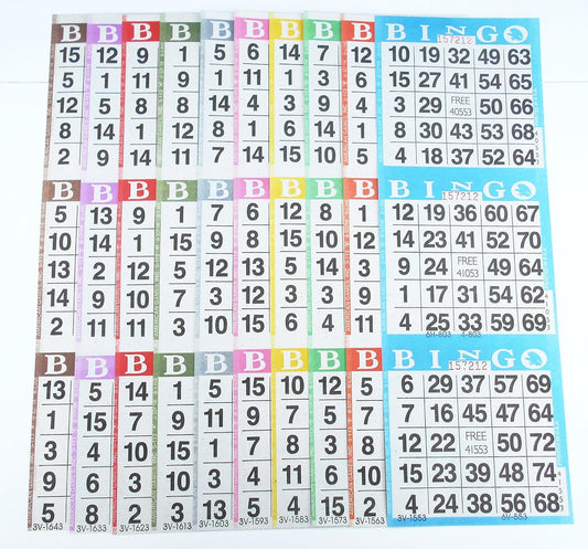SmallToys Bingo Paper Game Cards - 3 Cards - 10 Sheets - 100 Books - 4 Inch by 12 Inch Size Disposable Sheet - Made in USA
