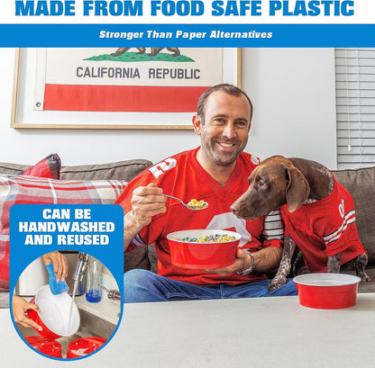 GoBig Red Party Cup Bowls - Large Disposable Plastic Bowls - 22 oz or 60 oz