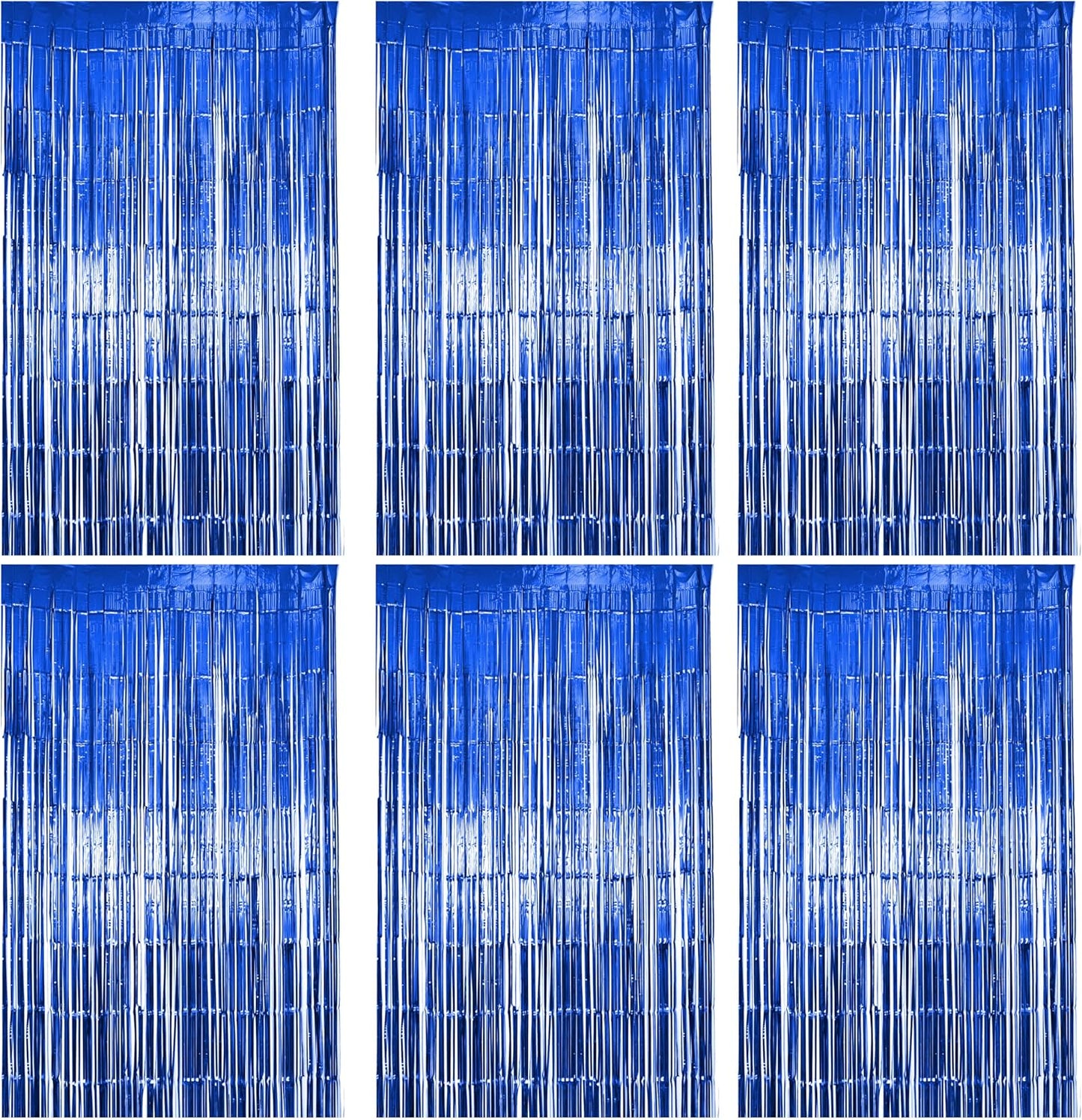 Hampton Distribution 6 Pack Silver Foil Fringe Curtains, Silver Tinsel Backdrop Party Curtains, Party Supplies for Birthday, Holidays, Parties & More