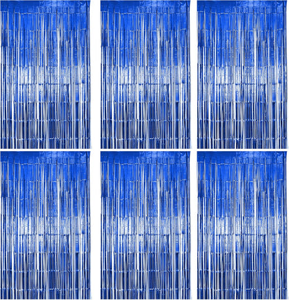 Hampton Distribution 6 Pack Silver Foil Fringe Curtains, Silver Tinsel Backdrop Party Curtains, Party Supplies for Birthday, Holidays, Parties & More