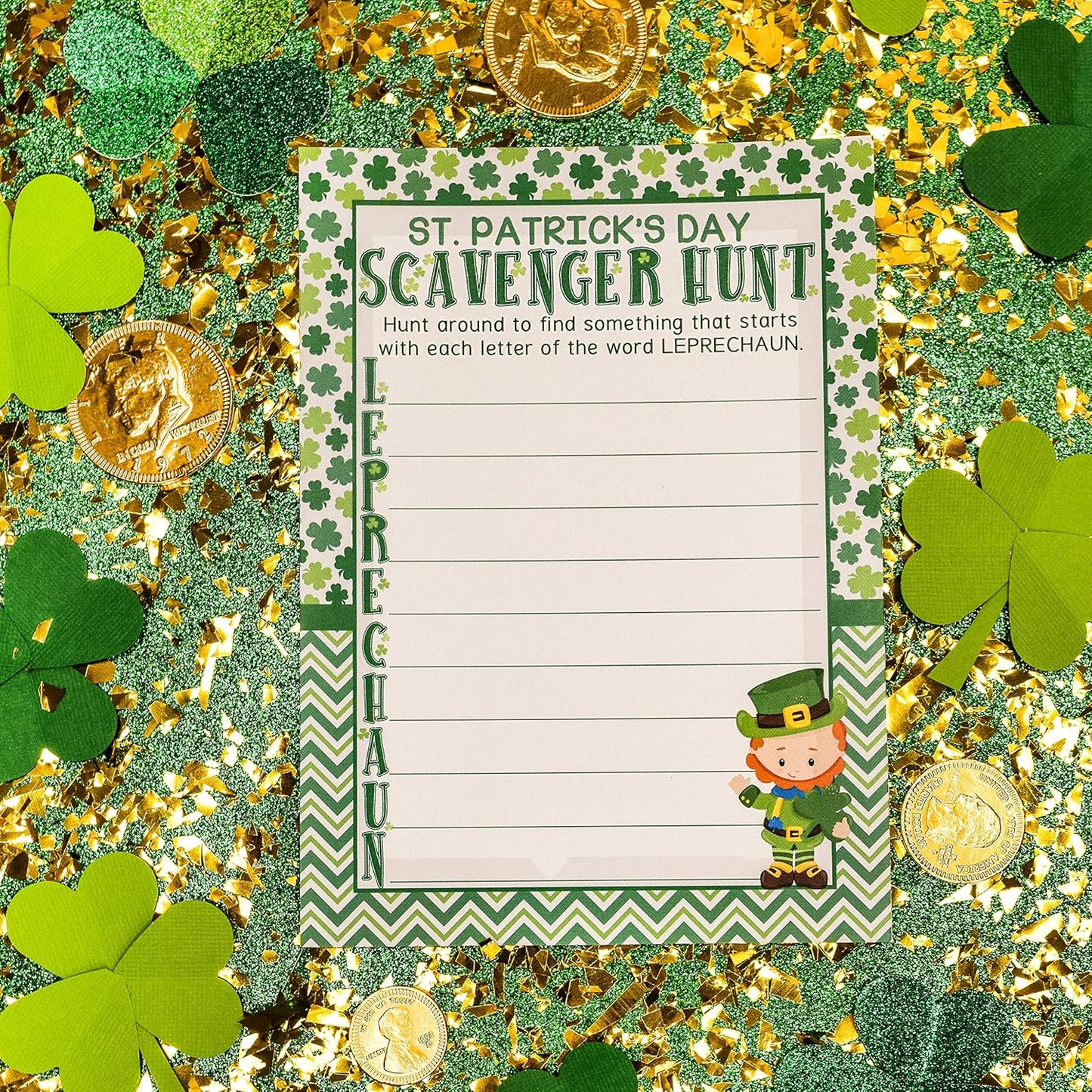 St. Patrick's Day Scavenger Hunt Word Scramble Holiday Fill In Game Cards, Ten 5" x 7" Fill In The Blank Cards by AmandaCreation