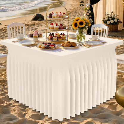 Spandex Tablecloth, Elastic Fitted Stretch Tablecloth for 6FT Rectangle Tables, Waterproof Washable Table Cover Skirt for Outdoor, Wedding, Banquet & Parties (Black, 72Lx30Wx30H Inch) - Colors B