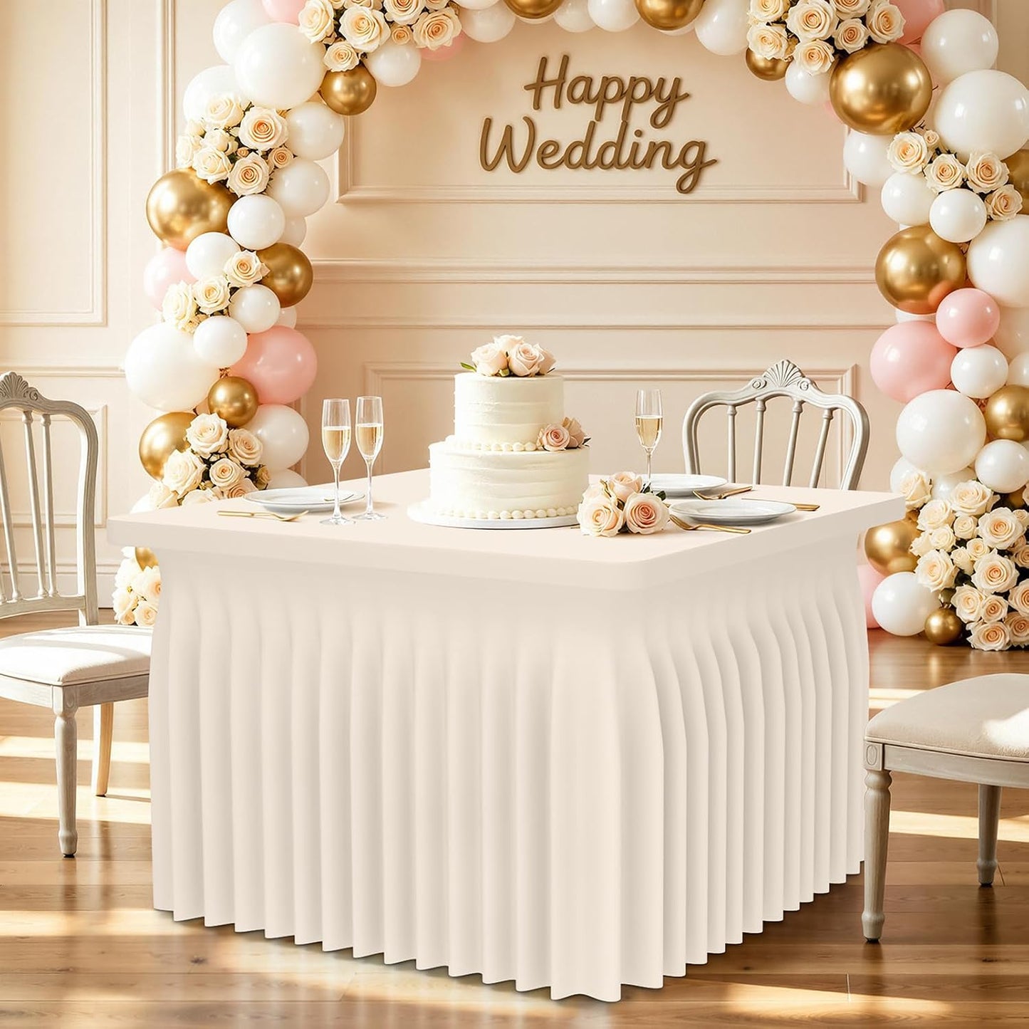 Spandex Tablecloth, Elastic Fitted Stretch Tablecloth for 6FT Rectangle Tables, Waterproof Washable Table Cover Skirt for Outdoor, Wedding, Banquet & Parties (Black, 72Lx30Wx30H Inch) - Colors B