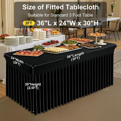 Spandex Tablecloth, Elastic Fitted Stretch Tablecloth for 6FT Rectangle Tables, Waterproof Washable Table Cover Skirt for Outdoor, Wedding, Banquet & Parties (Black, 72Lx30Wx30H Inch) - Colors B