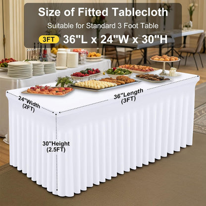 Spandex Tablecloth, Elastic Fitted Stretch Tablecloth for 6FT Rectangle Tables, Waterproof Washable Table Cover Skirt for Outdoor, Wedding, Banquet & Parties (Black, 72Lx30Wx30H Inch) - Colors B