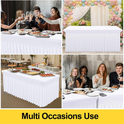 Spandex Tablecloth, Elastic Fitted Stretch Tablecloth for 6FT Rectangle Tables, Waterproof Washable Table Cover Skirt for Outdoor, Wedding, Banquet & Parties (Black, 72Lx30Wx30H Inch) - Colors B