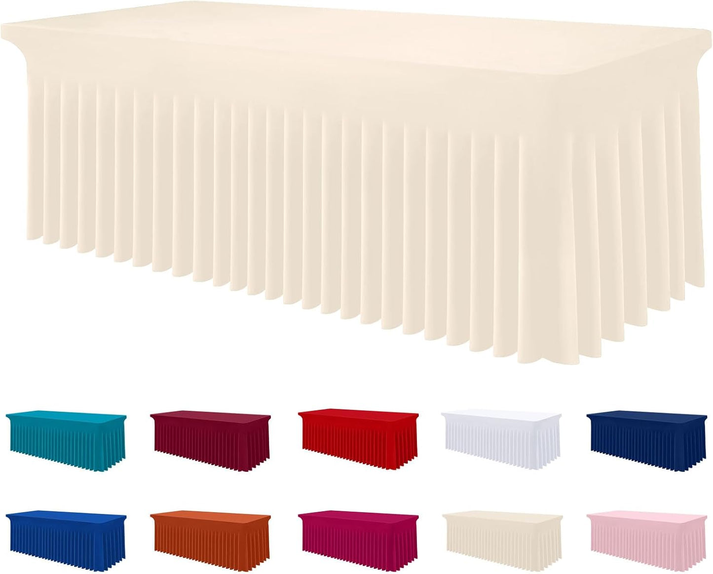 Spandex Tablecloth, Elastic Fitted Stretch Tablecloth for 6FT Rectangle Tables, Waterproof Washable Table Cover Skirt for Outdoor, Wedding, Banquet & Parties (Black, 72Lx30Wx30H Inch) - Colors B