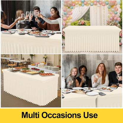 Spandex Tablecloth, Elastic Fitted Stretch Tablecloth for 6FT Rectangle Tables, Waterproof Washable Table Cover Skirt for Outdoor, Wedding, Banquet & Parties (Black, 72Lx30Wx30H Inch) - Colors B