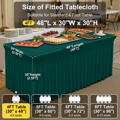 Spandex Tablecloth, Elastic Fitted Stretch Tablecloth for 6FT Rectangle Tables, Waterproof Washable Table Cover Skirt for Outdoor, Wedding, Banquet & Parties (Black, 72Lx30Wx30H Inch) - Colors B