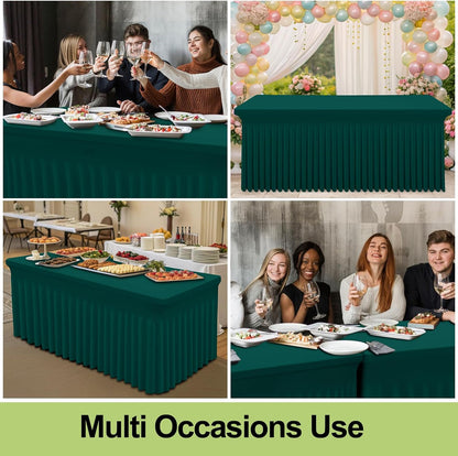 Spandex Tablecloth, Elastic Fitted Stretch Tablecloth for 6FT Rectangle Tables, Waterproof Washable Table Cover Skirt for Outdoor, Wedding, Banquet & Parties (Black, 72Lx30Wx30H Inch) - Colors B