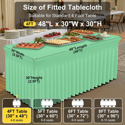 Spandex Tablecloth, Elastic Fitted Stretch Tablecloth for 6FT Rectangle Tables, Waterproof Washable Table Cover Skirt for Outdoor, Wedding, Banquet & Parties (Black, 72Lx30Wx30H Inch) - Colors B