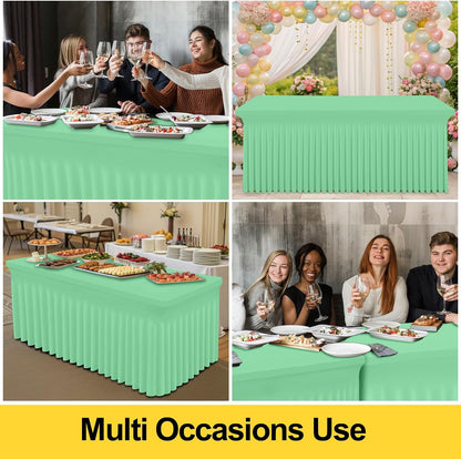 Spandex Tablecloth, Elastic Fitted Stretch Tablecloth for 6FT Rectangle Tables, Waterproof Washable Table Cover Skirt for Outdoor, Wedding, Banquet & Parties (Black, 72Lx30Wx30H Inch) - Colors B