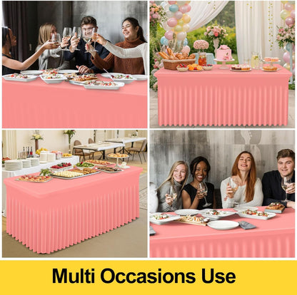 Spandex Tablecloth, Elastic Fitted Stretch Tablecloth for 6FT Rectangle Tables, Waterproof Washable Table Cover Skirt for Outdoor, Wedding, Banquet & Parties (Black, 72Lx30Wx30H Inch) - Colors B