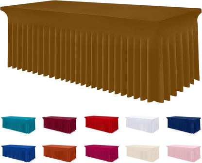 Spandex Tablecloth, Elastic Fitted Stretch Tablecloth for 6FT Rectangle Tables, Waterproof Washable Table Cover Skirt for Outdoor, Wedding, Banquet & Parties (Black, 72Lx30Wx30H Inch) - Colors B