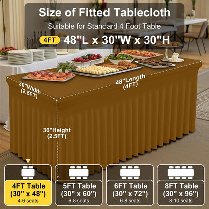 Spandex Tablecloth, Elastic Fitted Stretch Tablecloth for 6FT Rectangle Tables, Waterproof Washable Table Cover Skirt for Outdoor, Wedding, Banquet & Parties (Black, 72Lx30Wx30H Inch) - Colors B