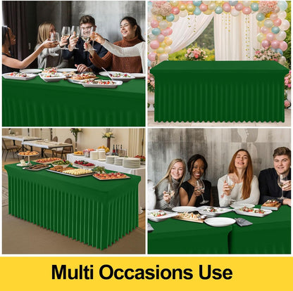 Spandex Tablecloth, Elastic Fitted Stretch Tablecloth for 6FT Rectangle Tables, Waterproof Washable Table Cover Skirt for Outdoor, Wedding, Banquet & Parties (Black, 72Lx30Wx30H Inch) - Colors B