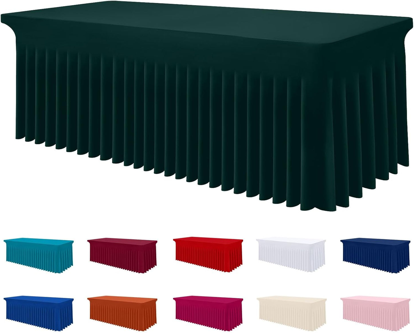 Spandex Tablecloth, Elastic Fitted Stretch Tablecloth for 6FT Rectangle Tables, Waterproof Washable Table Cover Skirt for Outdoor, Wedding, Banquet & Parties (Black, 72Lx30Wx30H Inch) - Colors B