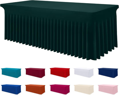 Spandex Tablecloth, Elastic Fitted Stretch Tablecloth for 6FT Rectangle Tables, Waterproof Washable Table Cover Skirt for Outdoor, Wedding, Banquet & Parties (Black, 72Lx30Wx30H Inch) - Colors B