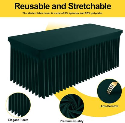 Spandex Tablecloth, Elastic Fitted Stretch Tablecloth for 6FT Rectangle Tables, Waterproof Washable Table Cover Skirt for Outdoor, Wedding, Banquet & Parties (Black, 72Lx30Wx30H Inch) - Colors B