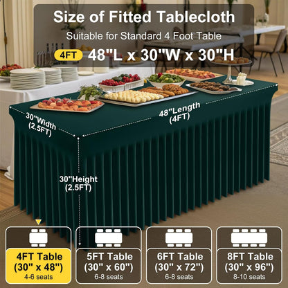 Spandex Tablecloth, Elastic Fitted Stretch Tablecloth for 6FT Rectangle Tables, Waterproof Washable Table Cover Skirt for Outdoor, Wedding, Banquet & Parties (Black, 72Lx30Wx30H Inch) - Colors B