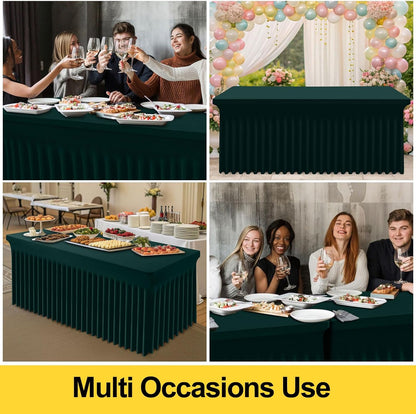 Spandex Tablecloth, Elastic Fitted Stretch Tablecloth for 6FT Rectangle Tables, Waterproof Washable Table Cover Skirt for Outdoor, Wedding, Banquet & Parties (Black, 72Lx30Wx30H Inch) - Colors B