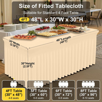 Spandex Tablecloth, Elastic Fitted Stretch Tablecloth for 6FT Rectangle Tables, Waterproof Washable Table Cover Skirt for Outdoor, Wedding, Banquet & Parties (Black, 72Lx30Wx30H Inch) - Colors B