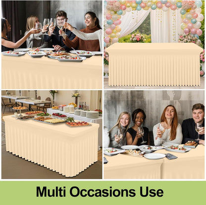 Spandex Tablecloth, Elastic Fitted Stretch Tablecloth for 6FT Rectangle Tables, Waterproof Washable Table Cover Skirt for Outdoor, Wedding, Banquet & Parties (Black, 72Lx30Wx30H Inch) - Colors B