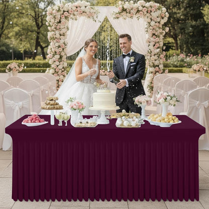 Spandex Tablecloth, Elastic Fitted Stretch Tablecloth for 6FT Rectangle Tables, Waterproof Washable Table Cover Skirt for Outdoor, Wedding, Banquet & Parties (Black, 72Lx30Wx30H Inch) - Colors B