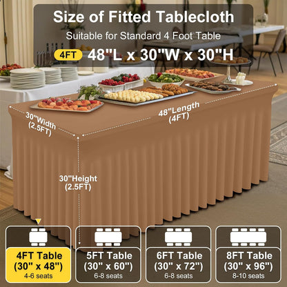 Spandex Tablecloth, Elastic Fitted Stretch Tablecloth for 6FT Rectangle Tables, Waterproof Washable Table Cover Skirt for Outdoor, Wedding, Banquet & Parties (Black, 72Lx30Wx30H Inch) - Colors B