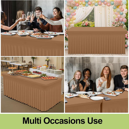 Spandex Tablecloth, Elastic Fitted Stretch Tablecloth for 6FT Rectangle Tables, Waterproof Washable Table Cover Skirt for Outdoor, Wedding, Banquet & Parties (Black, 72Lx30Wx30H Inch) - Colors B