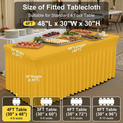 Spandex Tablecloth, Elastic Fitted Stretch Tablecloth for 6FT Rectangle Tables, Waterproof Washable Table Cover Skirt for Outdoor, Wedding, Banquet & Parties (Black, 72Lx30Wx30H Inch) - Colors B