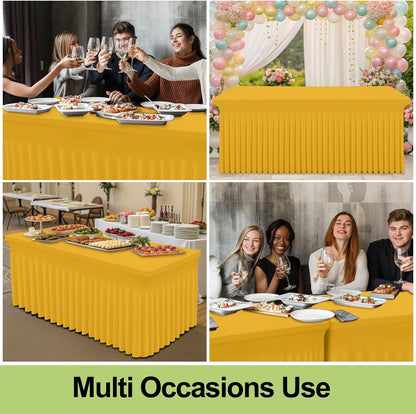 Spandex Tablecloth, Elastic Fitted Stretch Tablecloth for 6FT Rectangle Tables, Waterproof Washable Table Cover Skirt for Outdoor, Wedding, Banquet & Parties (Black, 72Lx30Wx30H Inch) - Colors B