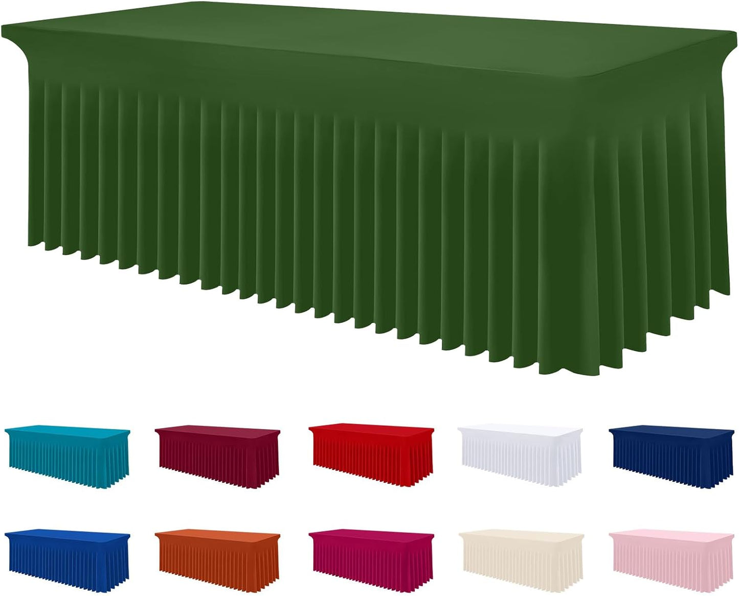 Spandex Tablecloth, Elastic Fitted Stretch Tablecloth for 6FT Rectangle Tables, Waterproof Washable Table Cover Skirt for Outdoor, Wedding, Banquet & Parties (Black, 72Lx30Wx30H Inch) - Colors B