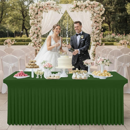 Spandex Tablecloth, Elastic Fitted Stretch Tablecloth for 6FT Rectangle Tables, Waterproof Washable Table Cover Skirt for Outdoor, Wedding, Banquet & Parties (Black, 72Lx30Wx30H Inch) - Colors B