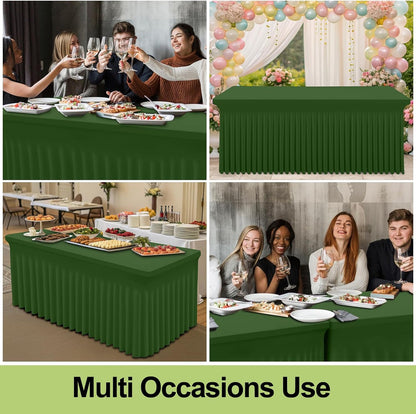 Spandex Tablecloth, Elastic Fitted Stretch Tablecloth for 6FT Rectangle Tables, Waterproof Washable Table Cover Skirt for Outdoor, Wedding, Banquet & Parties (Black, 72Lx30Wx30H Inch) - Colors B