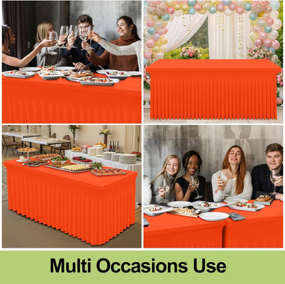 Spandex Tablecloth, Elastic Fitted Stretch Tablecloth for 6FT Rectangle Tables, Waterproof Washable Table Cover Skirt for Outdoor, Wedding, Banquet & Parties (Black, 72Lx30Wx30H Inch) - Colors B