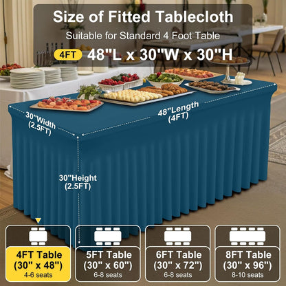 Spandex Tablecloth, Elastic Fitted Stretch Tablecloth for 6FT Rectangle Tables, Waterproof Washable Table Cover Skirt for Outdoor, Wedding, Banquet & Parties (Black, 72Lx30Wx30H Inch) - Colors B