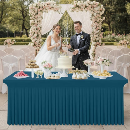 Spandex Tablecloth, Elastic Fitted Stretch Tablecloth for 6FT Rectangle Tables, Waterproof Washable Table Cover Skirt for Outdoor, Wedding, Banquet & Parties (Black, 72Lx30Wx30H Inch) - Colors B