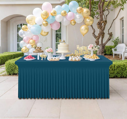 Spandex Tablecloth, Elastic Fitted Stretch Tablecloth for 6FT Rectangle Tables, Waterproof Washable Table Cover Skirt for Outdoor, Wedding, Banquet & Parties (Black, 72Lx30Wx30H Inch) - Colors B