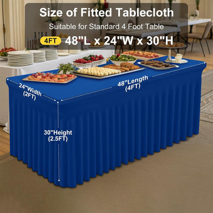 Spandex Tablecloth, Elastic Fitted Stretch Tablecloth for 6FT Rectangle Tables, Waterproof Washable Table Cover Skirt for Outdoor, Wedding, Banquet & Parties (Black, 72Lx30Wx30H Inch) - Colors B
