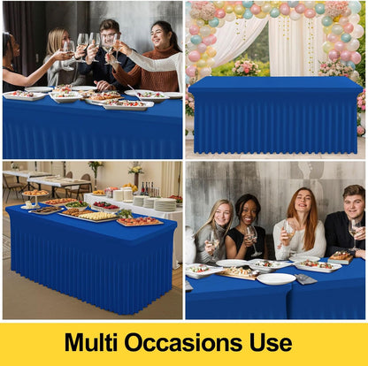 Spandex Tablecloth, Elastic Fitted Stretch Tablecloth for 6FT Rectangle Tables, Waterproof Washable Table Cover Skirt for Outdoor, Wedding, Banquet & Parties (Black, 72Lx30Wx30H Inch) - Colors B