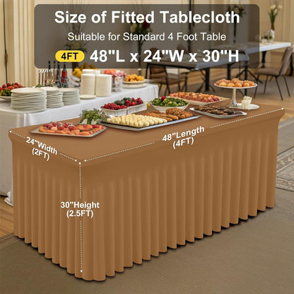 Spandex Tablecloth, Elastic Fitted Stretch Tablecloth for 6FT Rectangle Tables, Waterproof Washable Table Cover Skirt for Outdoor, Wedding, Banquet & Parties (Black, 72Lx30Wx30H Inch) - Colors B