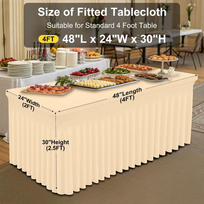 Spandex Tablecloth, Elastic Fitted Stretch Tablecloth for 6FT Rectangle Tables, Waterproof Washable Table Cover Skirt for Outdoor, Wedding, Banquet & Parties (Black, 72Lx30Wx30H Inch) - Colors B