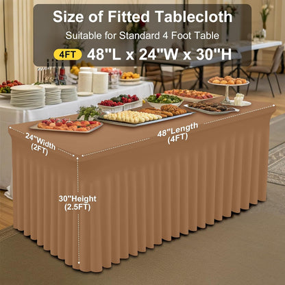 Spandex Tablecloth, Elastic Fitted Stretch Tablecloth for 6FT Rectangle Tables, Waterproof Washable Table Cover Skirt for Outdoor, Wedding, Banquet & Parties (Black, 72Lx30Wx30H Inch) - Colors B