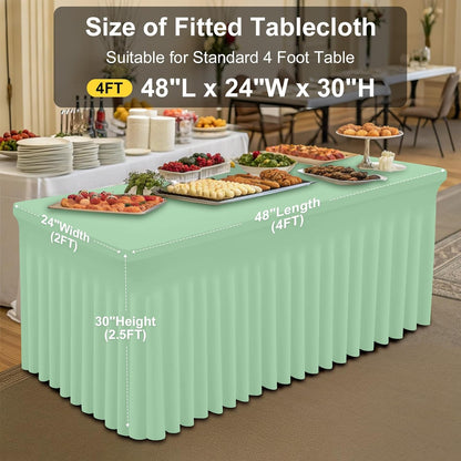 Spandex Tablecloth, Elastic Fitted Stretch Tablecloth for 6FT Rectangle Tables, Waterproof Washable Table Cover Skirt for Outdoor, Wedding, Banquet & Parties (Black, 72Lx30Wx30H Inch) - Colors B
